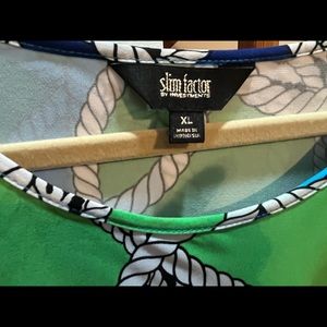 Investments Slim Factor Nautical Cold Shoulder Top 3/4 NWOT Size XL. $89